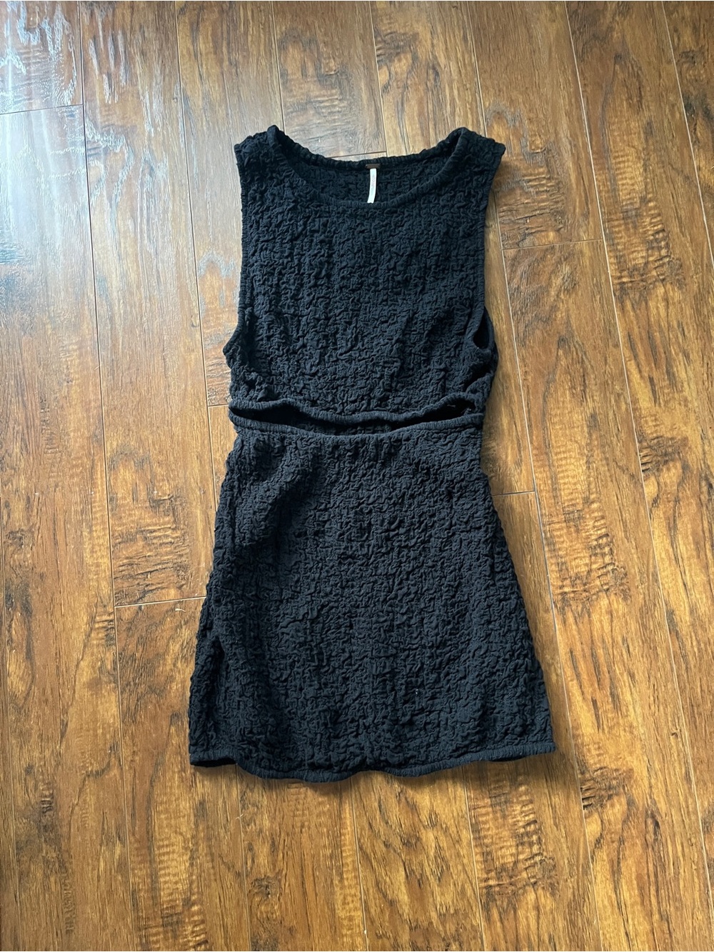 Free People Black Textured Sleeveless Mini Dress